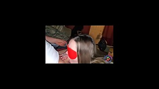 Husband Blindfolded Young Submissive Wife While She Sucks Friends Cock (CUCKOLD)