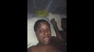 Black Wife Showing her pussy while her husband sleep