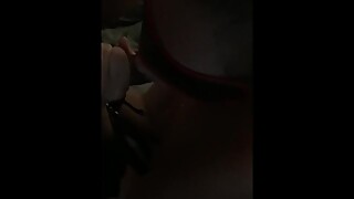 Tied up and blind folded wife sucks strangers cock